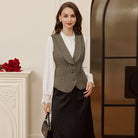 belle poque Vintage Lapel Collar Suit Vest Tops for Women Work Dressy Waistcoat Blazer with Pockets