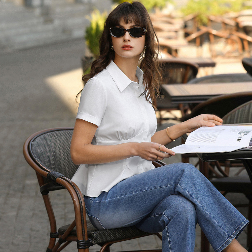 belle poque 2026 Womens Button Down Summer Cute Tops Blouses for Women Dressy Casual