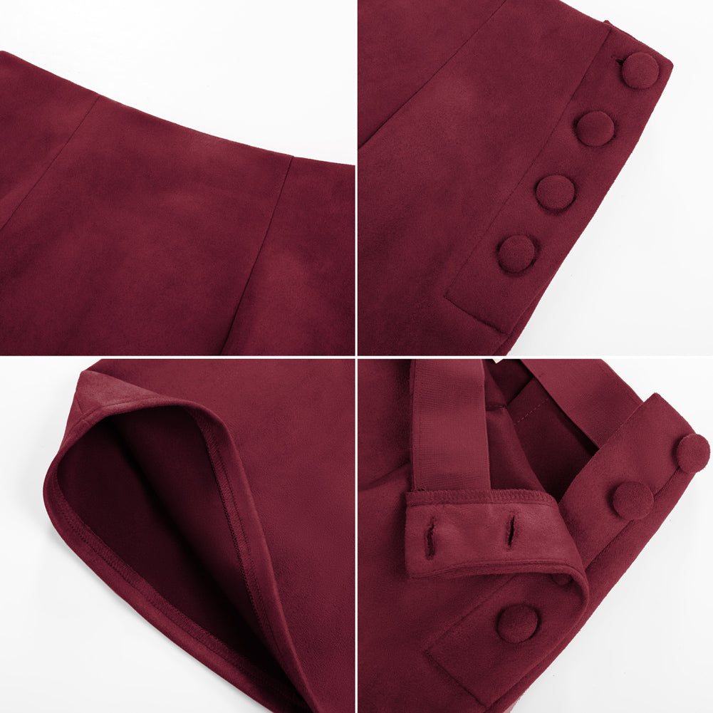 belle poque Women Mini Skirt Bodycon Mini Skirt Suede Skirts with Botton