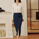 belle poque Women Cargo Skirt Long Pencil Skirt High Wiasted Skirts with Pockets & Slit