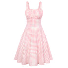 belle poque 1950s Women's Vintage Dresses Ruched Summer Cute Flowy Swing Midi Dress Pink