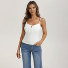 belle poque 2026 Summer Women's Tie Front Spaghetti Strap Top Sexy Cutout Crop Tank Top