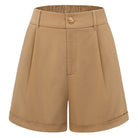 belle poque 2026 Women Vintage Cotton Shorts Wide Leg Shorts with Pockets Khaki