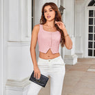 belle poque Women Vintage Handkerchief Hem Vest Square Neck Cropped Length Vest Coat