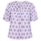 belle poque Floral Babydoll Tops for Women Puff Sleeve Tie Front Blouse Boho Tops Outfits Purple