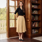 belle poque Women Vintage Swing Skirt Mid-Calf Length A-Line Skirt