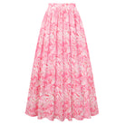 belle poque 2026 Women Vintage Swing Floral Skirt Comfy A-Line Maxi Skirt Pink