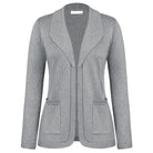 belle poque Vintage Cardigan Sweater Blazer V Neck Shawl Lapel Collar with Pockets Light Gray