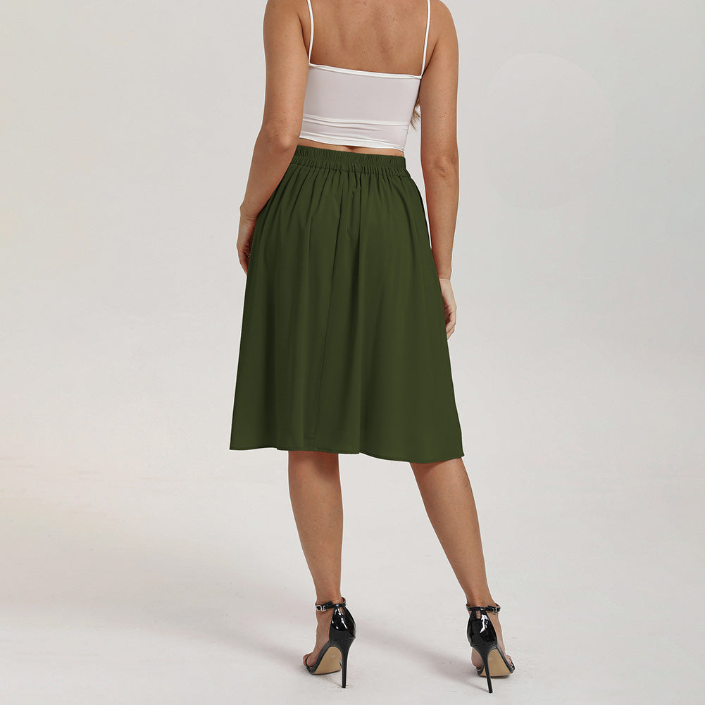 belle poque 2026 Women Spring Vintage Chiffon Skirt Below Knee Flared A-Line Skirt