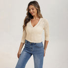 belle poque Women's Lace Cardigan Lightweight 3/4 Sleeve Button Down Cardigans