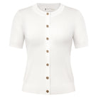 belle poque 2026 Spring Short Sleeve Cardigan Sweater Lightweight Button Up Cardigan White