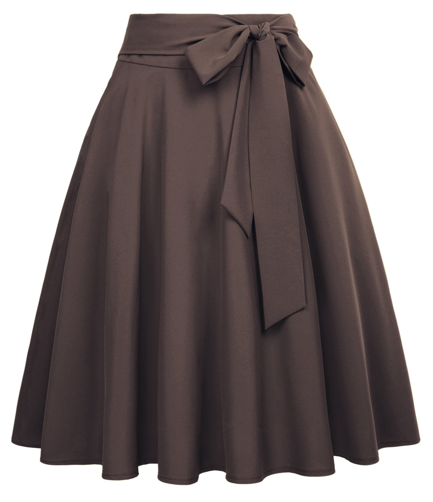 belle poque Floral Patterns Women's High Waist Bow Decorated A-Line Pockets Skirt Brown