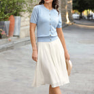 belle poque 2026 Women Spring Vintage Chiffon Skirt Below Knee Flared A-Line Skirt