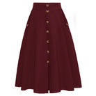 belle poque Belle Poque Women's Vintage A-Line Skirt with Slit Hem Wine