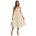 belle poque 1950s Vintage Gingham Dress for Women Sweetheart Neckline Dresses with Pockets