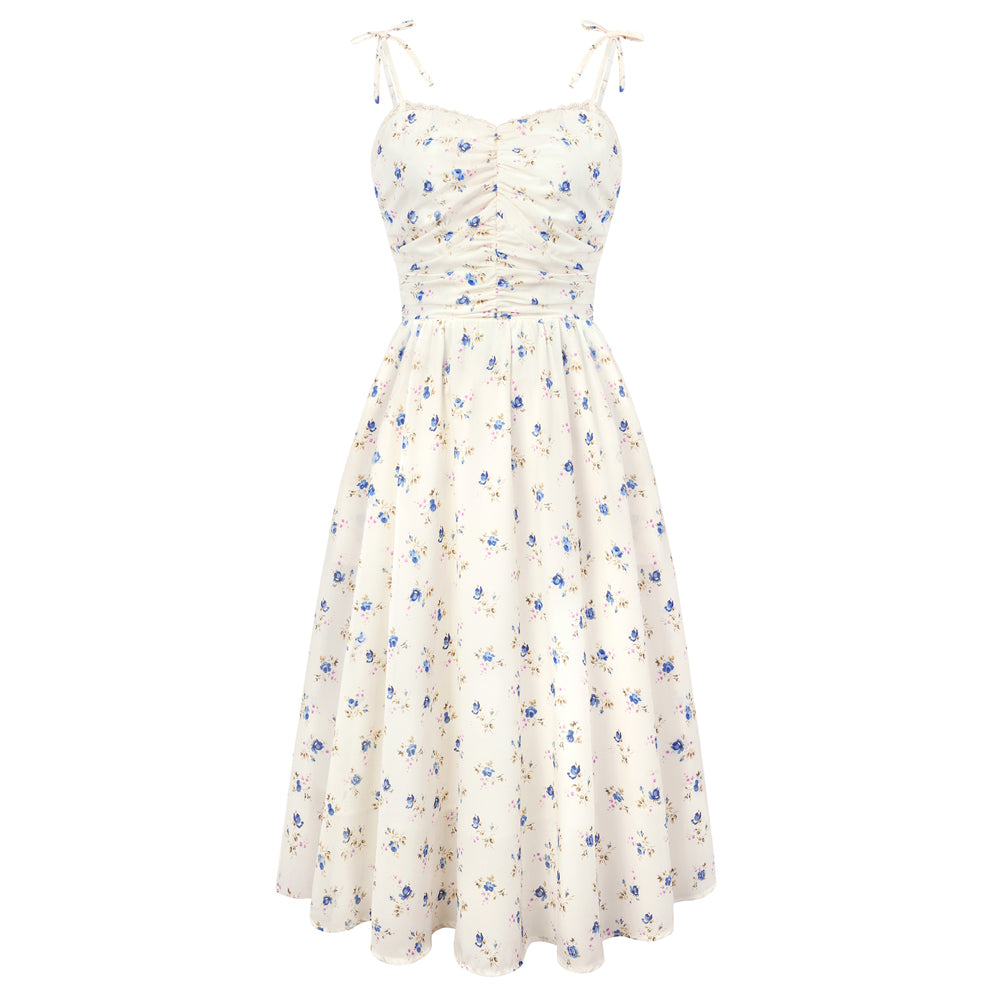 belle poque Women Spring Summer Wedding Guest Dress 2026 Midi Tea Party Ruched Sundress Apricot