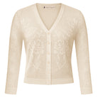 belle poque Women's Lace Cardigan Lightweight 3/4 Sleeve Button Down Cardigans Apricot
