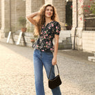 belle poque Floral Tops for Women Vacation Blouses Henley V Neck Shirts Peplum Tops