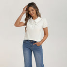 belle poque 2026 Puff Sleeve Cotton Blouses for Women Peter Pan Collar Dressy Work Shirts