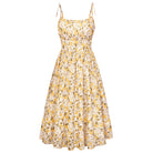 belle poque Floral Dress for Women Midi Sundress 2026 Summer Spring Casual Dresses with Pockets Yellow