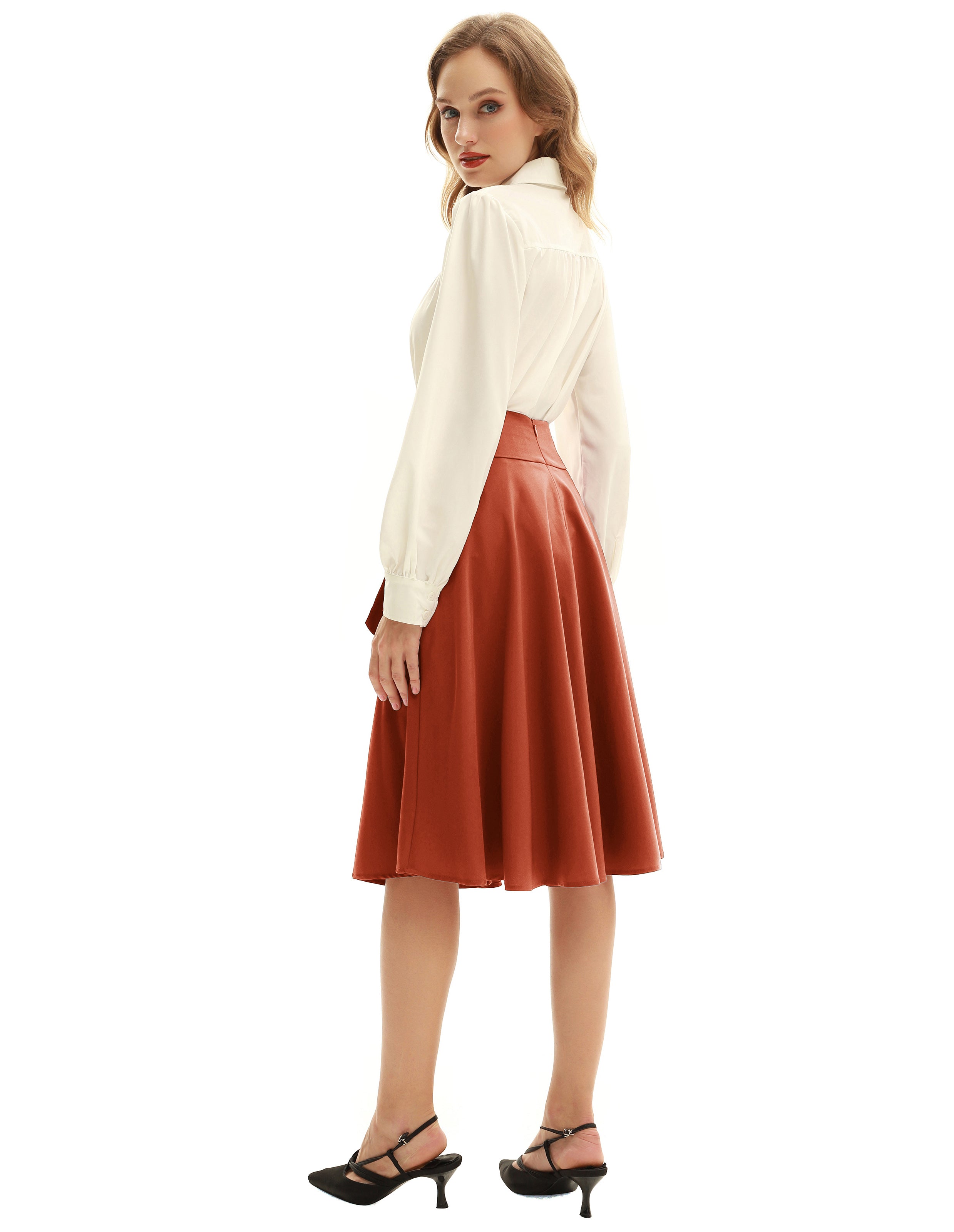 belle poque Floral Patterns Women's High Waist Bow Decorated A-Line Pockets Skirt