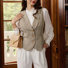 belle poque Vintage Lapel Collar Suit Vest Tops for Women Work Dressy Waistcoat Blazer with Pockets