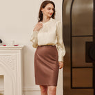 belle poque Midi Leather Skirt for Women High Waist Bodycon Pencil Skirts Work Outfits