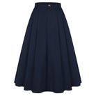 belle poque Women Vintage Swing Skirt Mid-Calf Length A-Line Skirt Dark blue