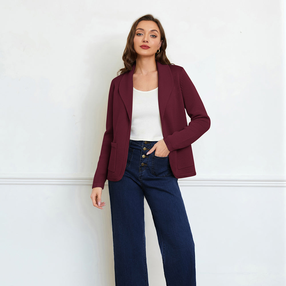 belle poque Vintage Cardigan Sweater Blazer V Neck Shawl Lapel Collar with Pockets