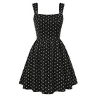 belle poque Women Vintage Polka-Dots Date Dress Square Neck Above Knee A-Line Dress Black