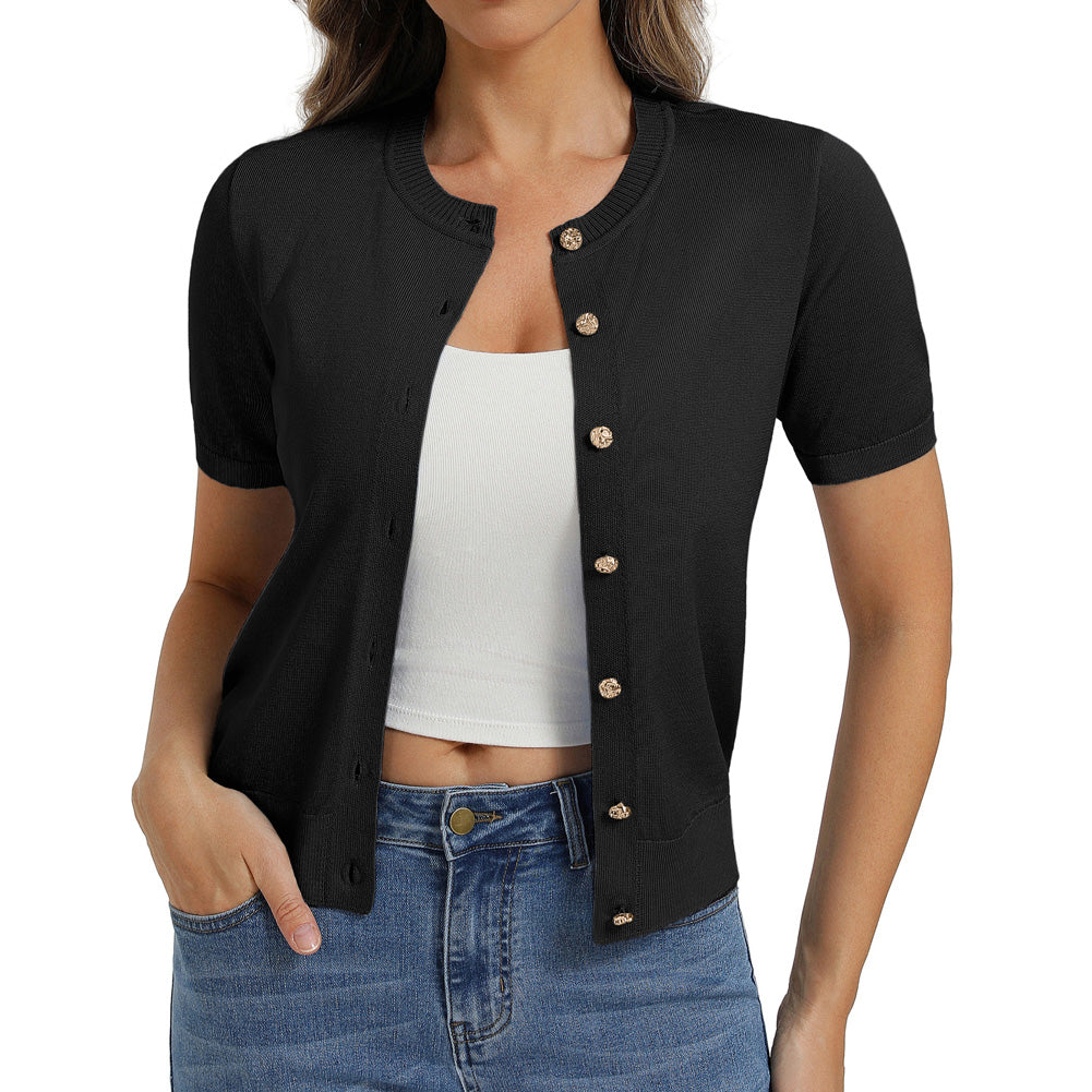 belle poque 2026 Spring Short Sleeve Cardigan Sweater Lightweight Button Up Cardigan
