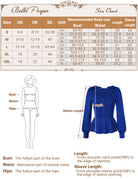 belle poque Women Vintage Ruched Tops Puffed Long Sleeve Peplum Hem Tops