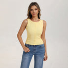 belle poque Button Down Tank Tops Ribbed Summer Vest for Work Going Out
