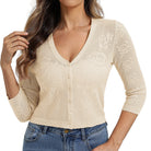 belle poque Women's Lace Cardigan Lightweight 3/4 Sleeve Button Down Cardigans