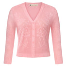 belle poque Women's Lace Cardigan Lightweight 3/4 Sleeve Button Down Cardigans Pink
