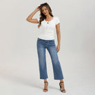 belle poque 2026 Women's Tops Pleated Bow Tie Front Shirts Spring Summer Casual Knit Top