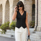 belle poque Women’s Vest Top Trendy Knitted Waistcoat Button Down Tops Suit Vest Tops