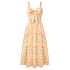 belle poque 2026 Womens Summer Dresses Floral Corset Dress Tie Front Cottagecore Dress Yellow