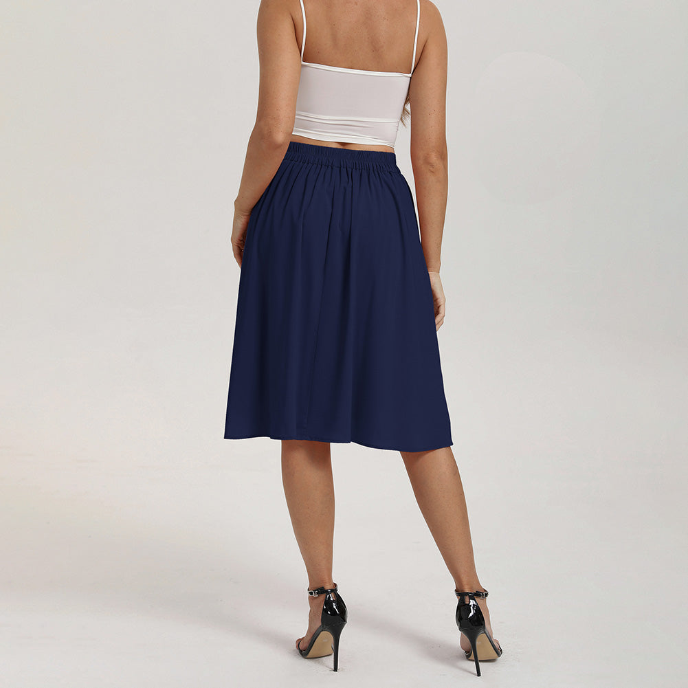 belle poque 2026 Women Spring Vintage Chiffon Skirt Below Knee Flared A-Line Skirt