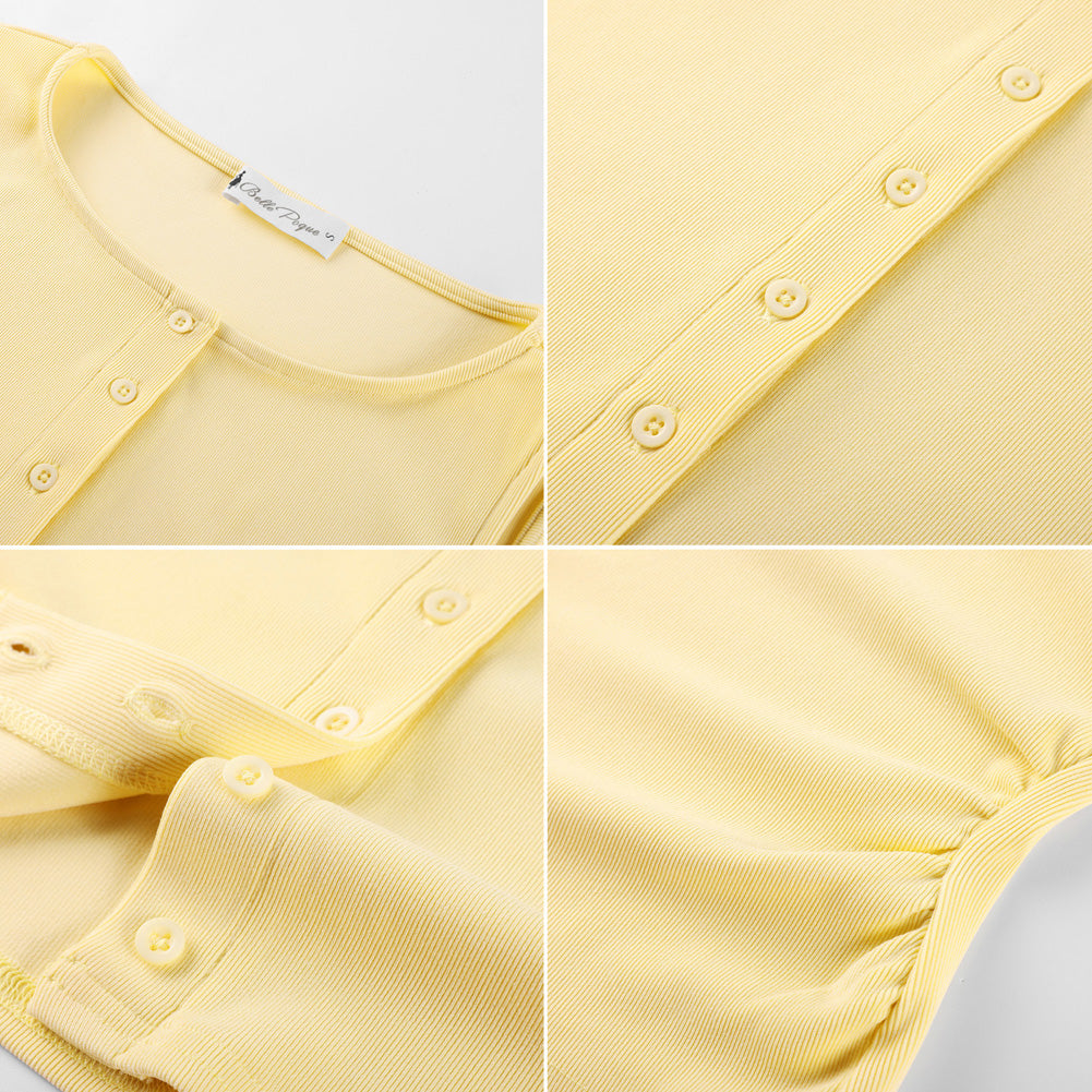 belle poque Button Down Tank Tops Ribbed Summer Vest for Work Going Out