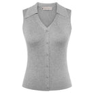 belle poque Women's Button Down Tank Tops Collared Slim Fit Office Tops Gray