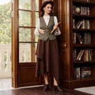 belle poque Vintage Lapel Collar Suit Vest Tops for Women Work Dressy Waistcoat Blazer with Pockets