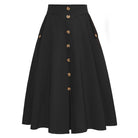 belle poque Belle Poque Women's Vintage A-Line Skirt with Slit Hem Black