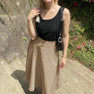 belle poque Belle Poque Women's Vintage A-Line Skirt with Slit Hem