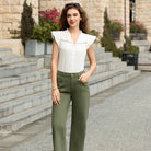 belle poque Women's Ruffle Sleeve Cotton Shirts Button Down Blouses Dressy Casual Tops