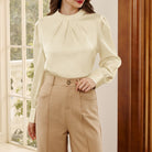 belle poque Womens Long Sleeve Satin Blouse Dressy Casual Business Tops Shirts for Office Work