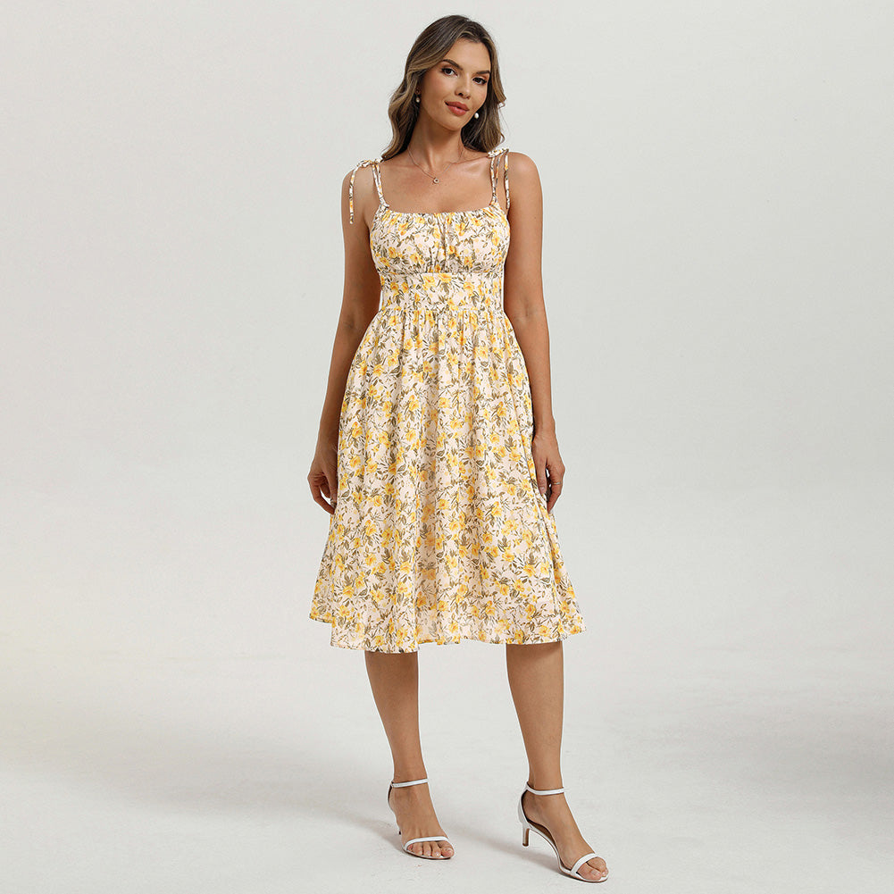 belle poque Floral Dress for Women Midi Sundress 2026 Summer Spring Casual Dresses with Pockets