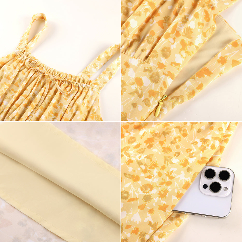 belle poque 2026 Summer Floral Dress Cute Milkmaid Dress with Pockets