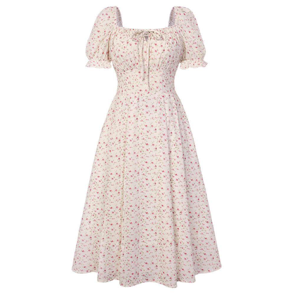 belle poque 2026 Spring Summer Sundress Vintage Cottagecore Dress with Pocket Pink