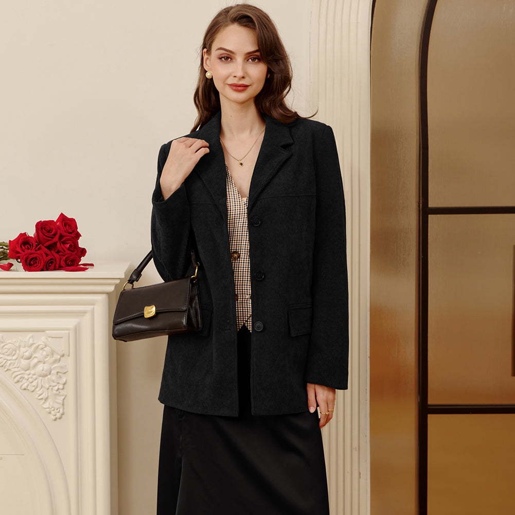 belle poque Women's Winter Corduroy Blazer Jackets Fall Work Office Jacket Coats